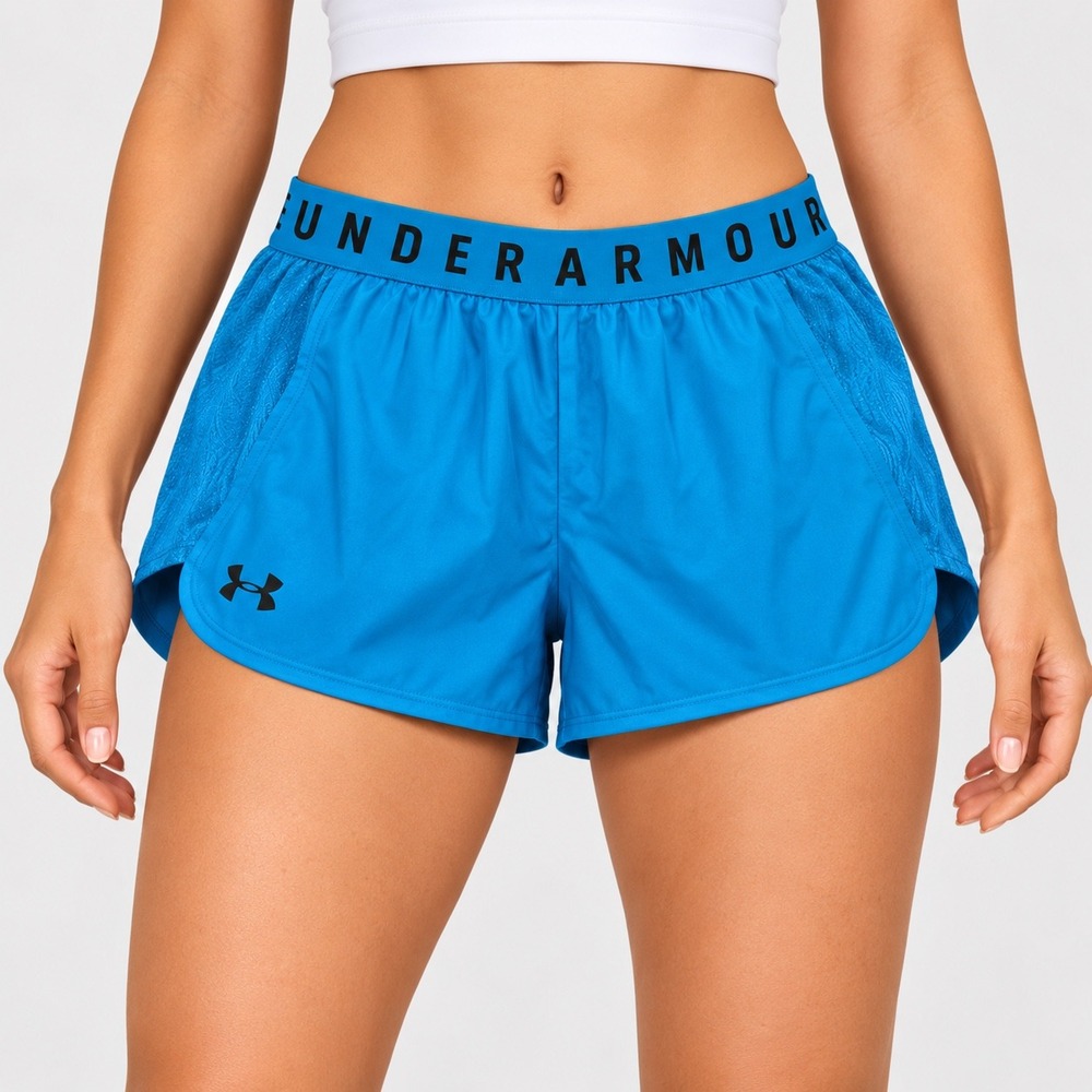 Under Armour Large Shorts Women Blue HeatGear Loose Fit Athletic 1353148